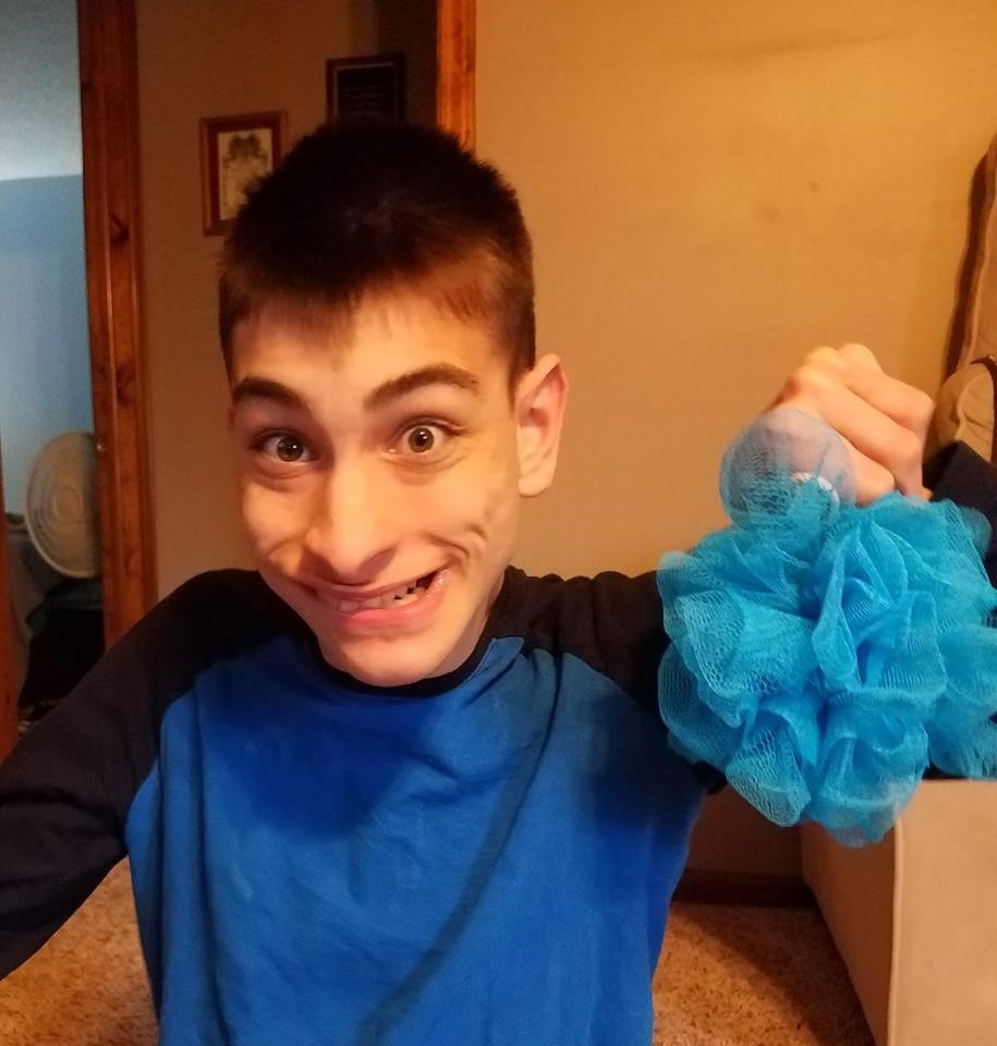 Kyle holding new scrunchie