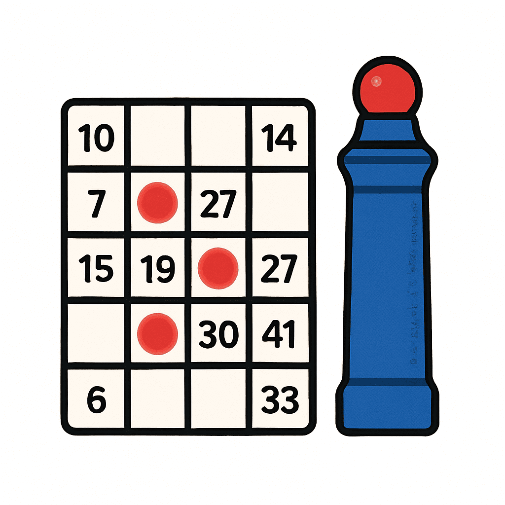 Bingo card and pen