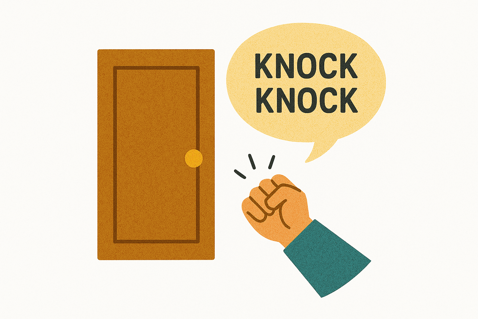 a hand knocking on a door